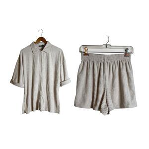 NWT! Nasty gal ribbed 2 piece towel set in stone